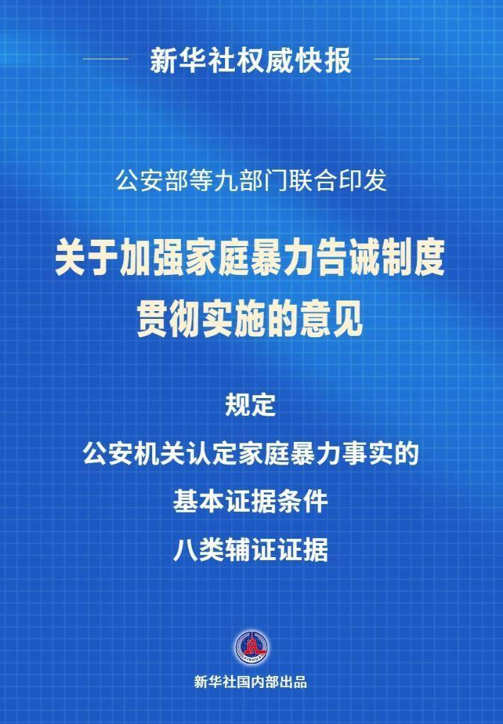 九部门出台意见明确认定家庭暴力事实的基本证据