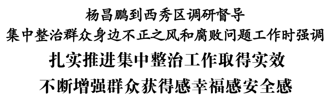 杨昌鹏到西秀区调研督导集中整治群众身边不正之风和腐败问题工作